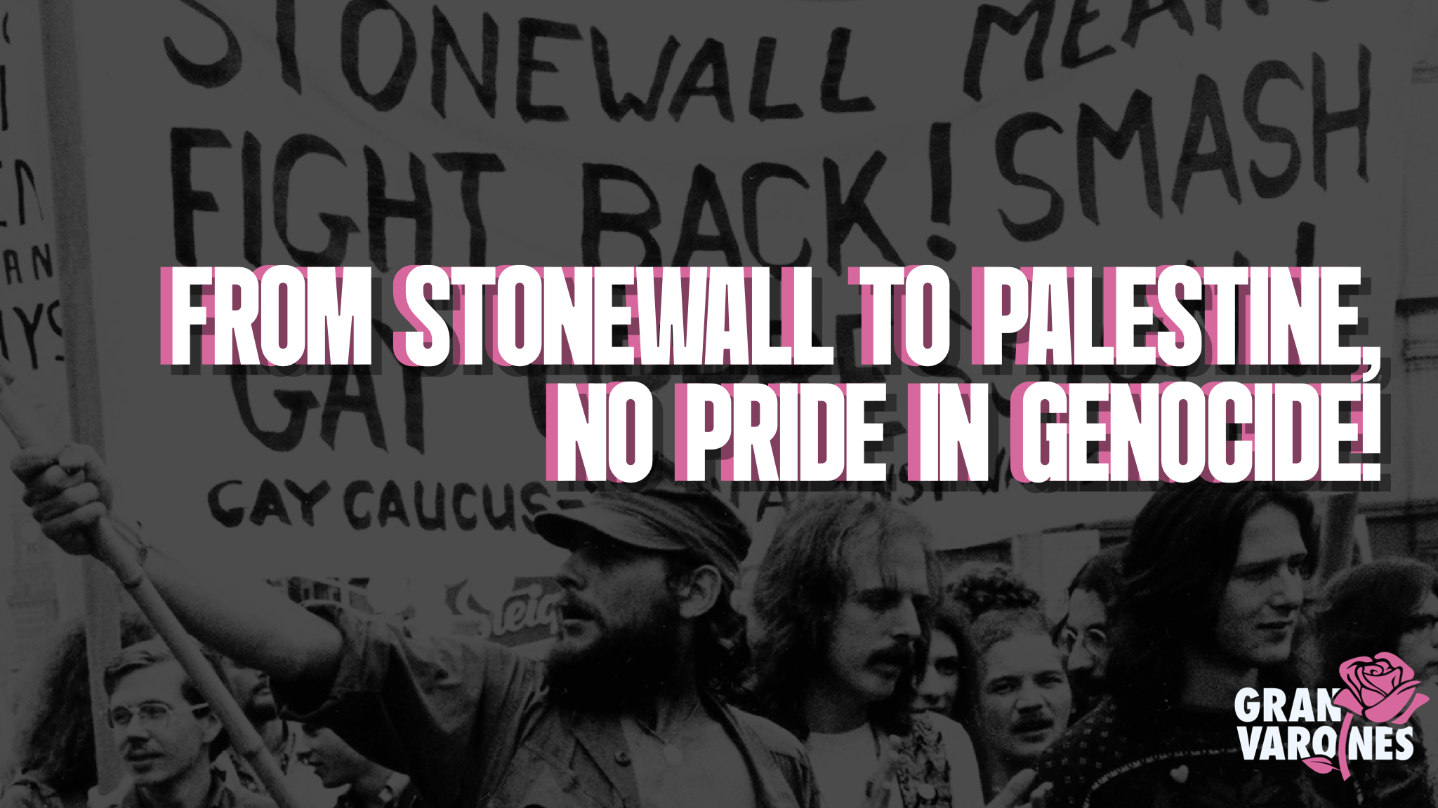 picture of people marching holding up a sign that reads "Stonewall Means Fight Back!"